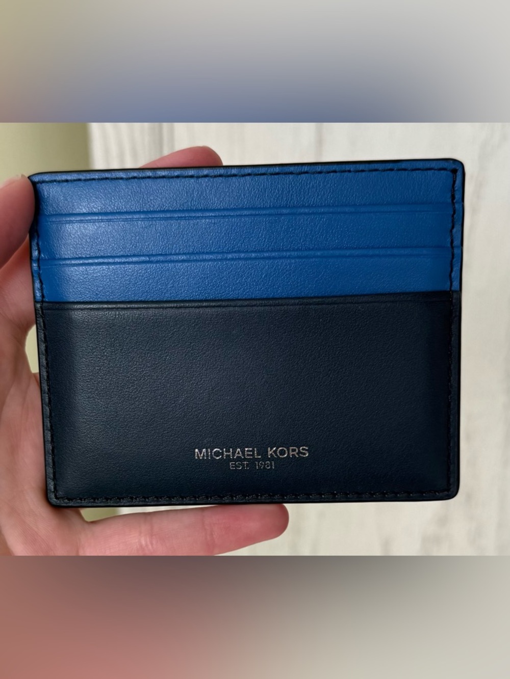 Michael Kors Two-Tone Blue Leather Card Holder
